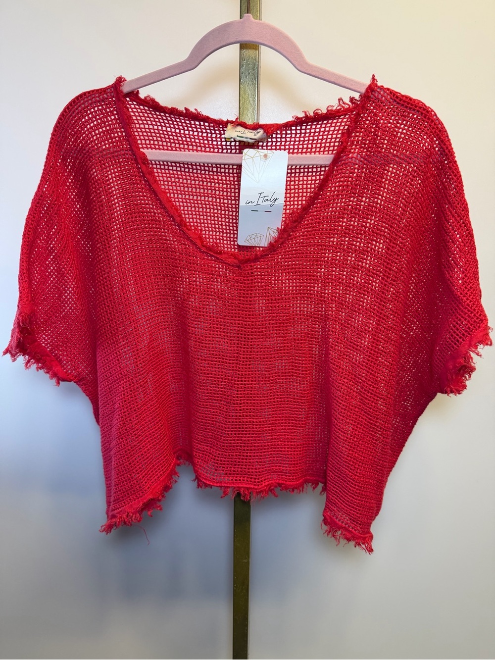 NWT IN ITALIA Red Cropped Sweater Top